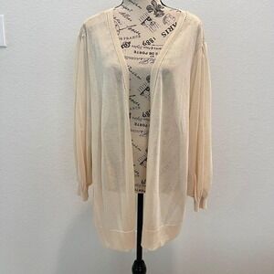 Cato‎ Cream Open Front Knit Cardigan Duster Sweater Plus Size 22/24W